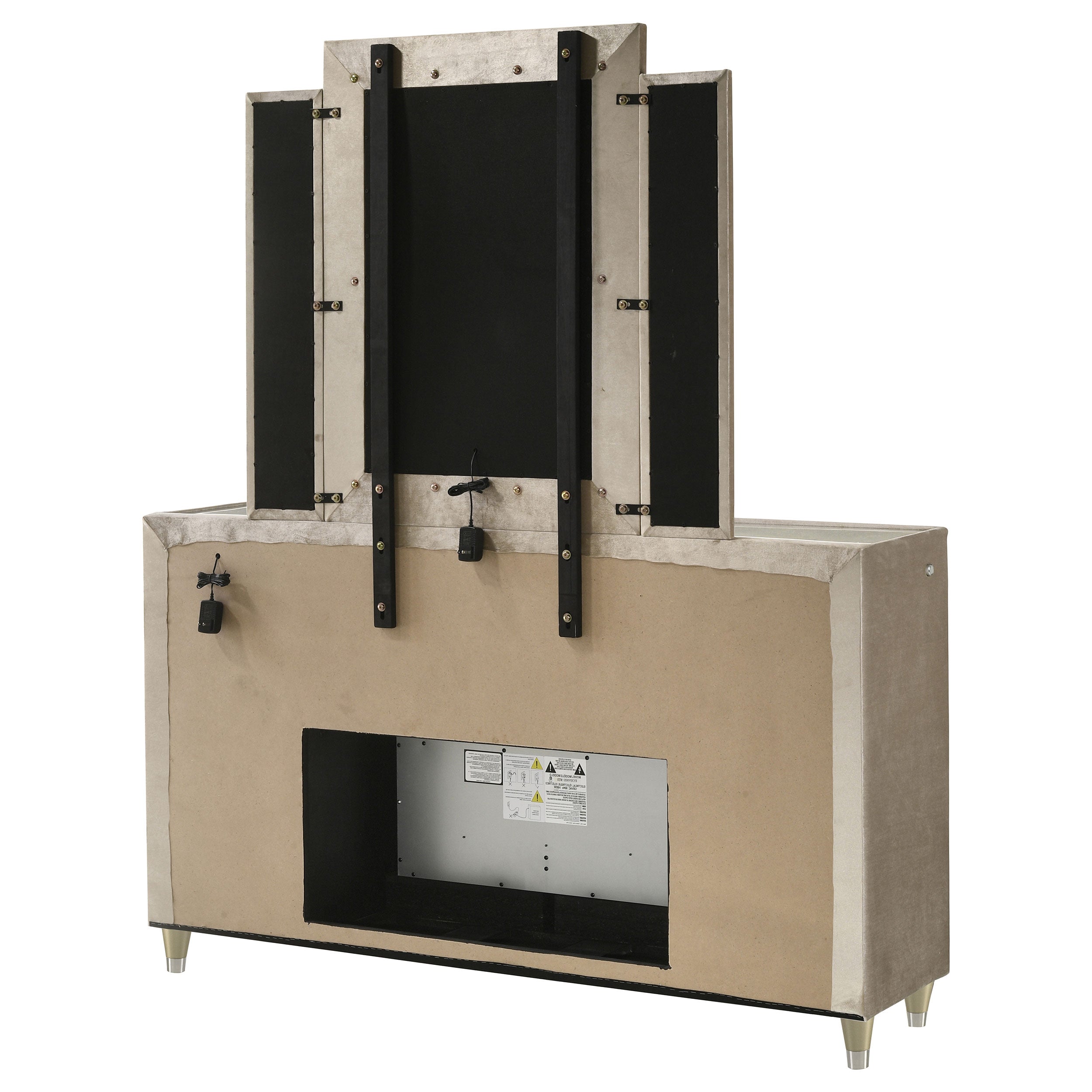 Lorient 8-drawer Led Flame Box Dresser And Mirror Ivory Camel