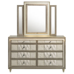 Lorient 8-drawer Led Dresser With Mirror Ivory And Camel
