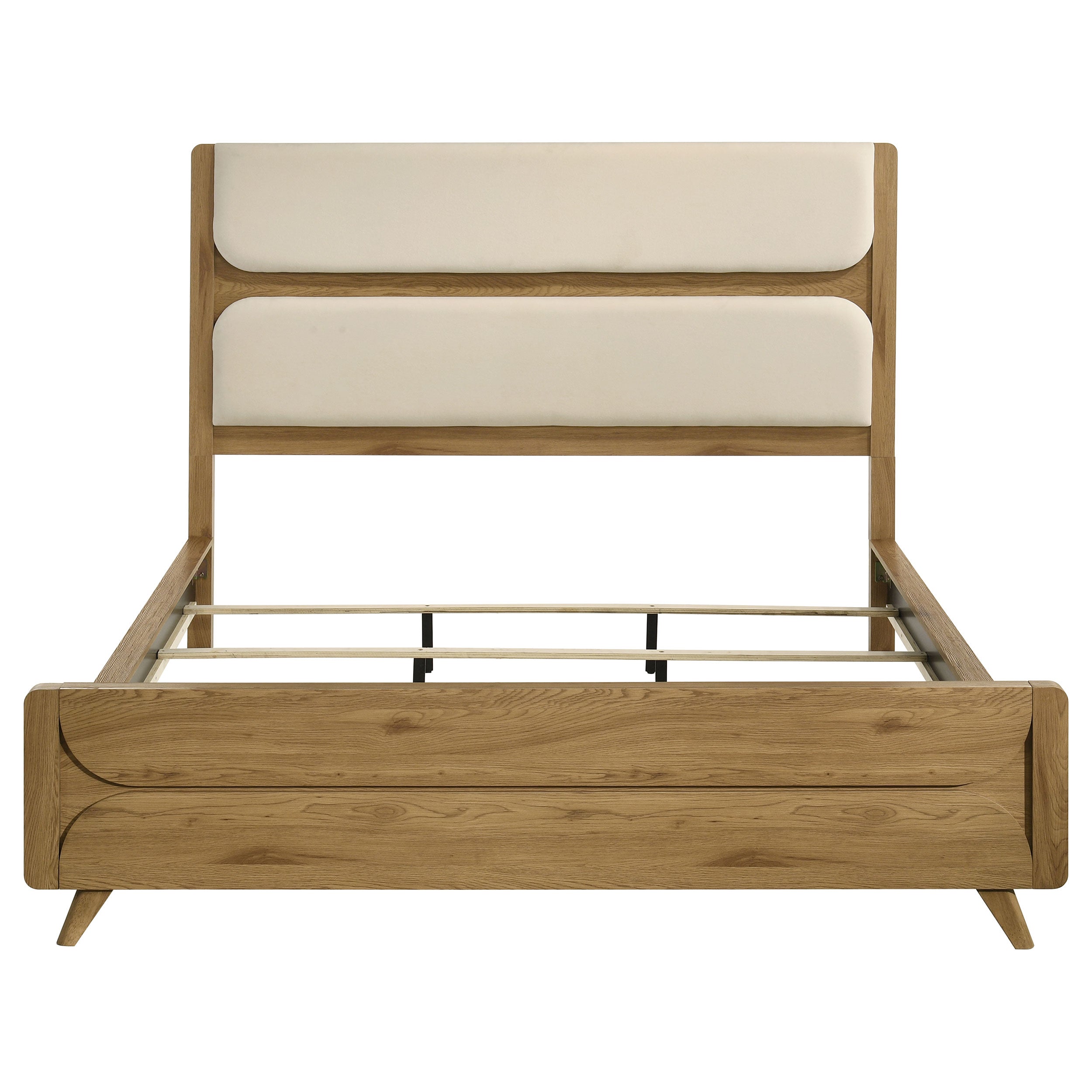 Bennett 62-inch California King Upholstered Panel Bed Cream And Light Oak