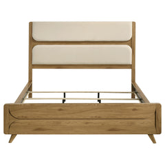 Bennett 62-inch California King Upholstered Panel Bed Cream And Light Oak