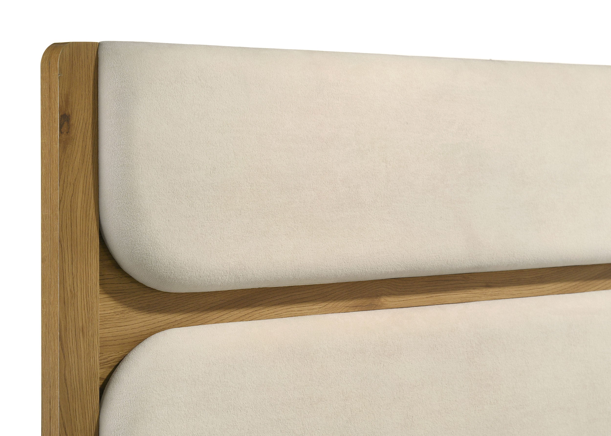 Bennett 62-inch California King Upholstered Panel Bed Cream And Light Oak