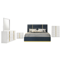 Ines 5-piece Eastern King Bedroom Set Navy And White High Gloss