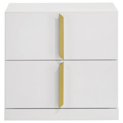 Ines 2-drawer Nightstand Bedside Table White High Gloss