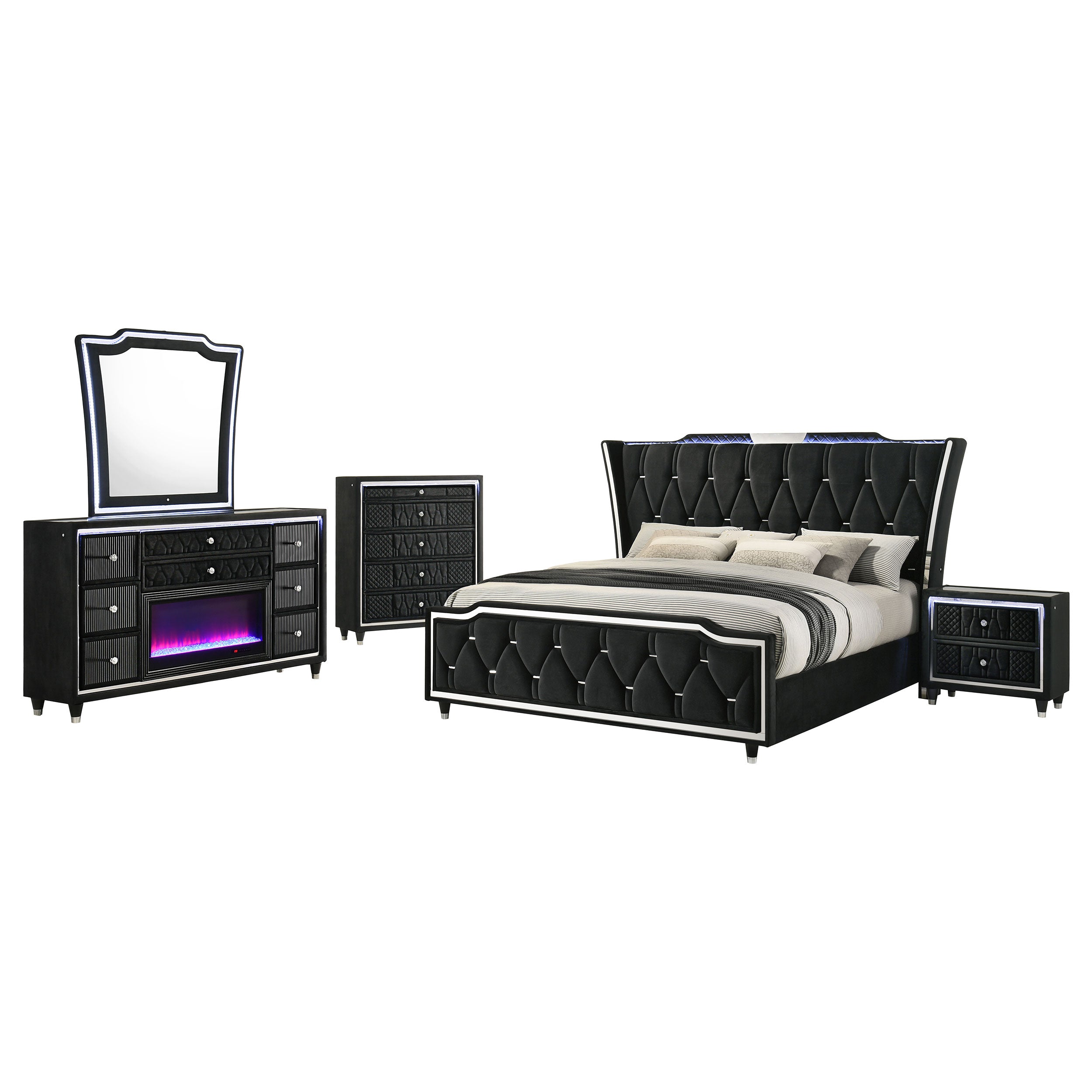 Lorient 5-piece Eastern King Bedroom Set Black