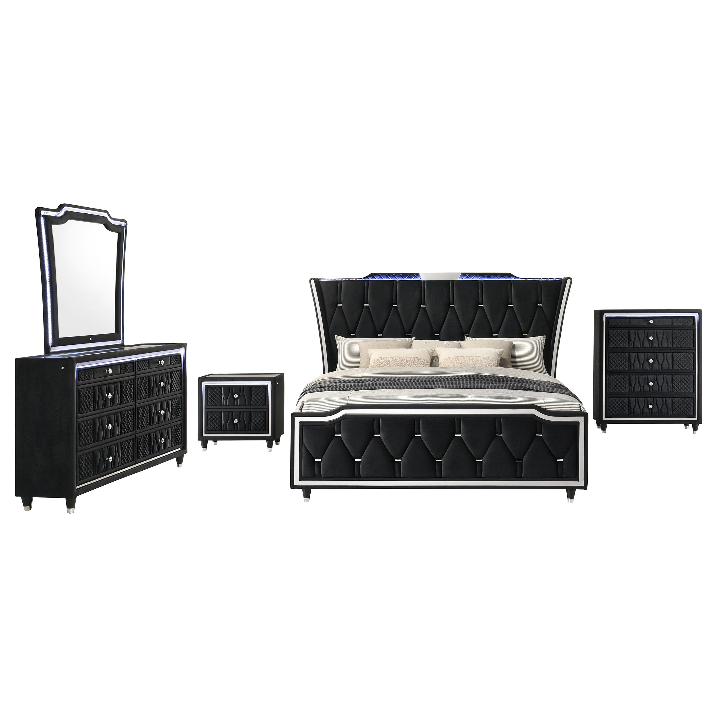 Lorient 5-piece Eastern King Bedroom Set Black