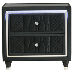 Lorient 2-drawer Led Nightstand With Usb Black