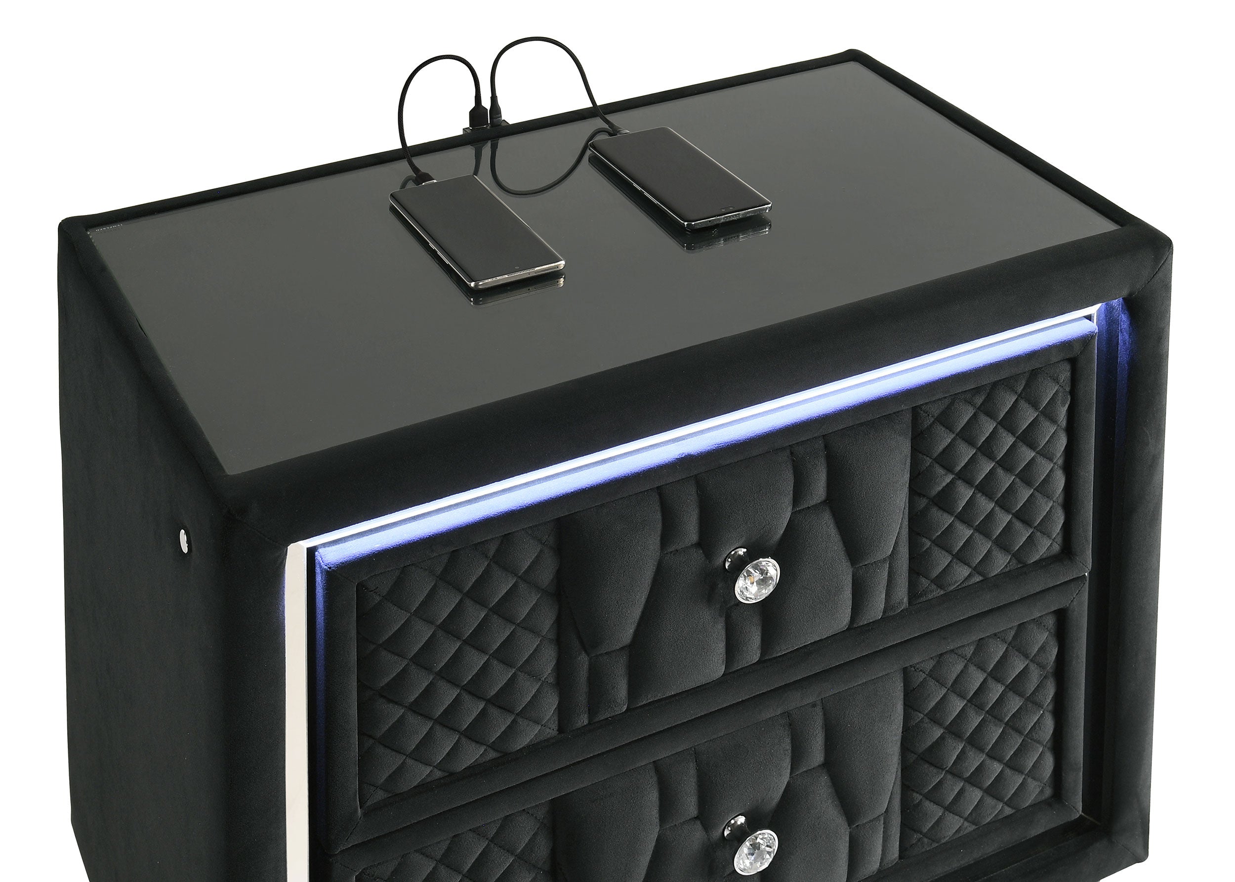 Lorient 2-drawer Led Nightstand With Usb Black