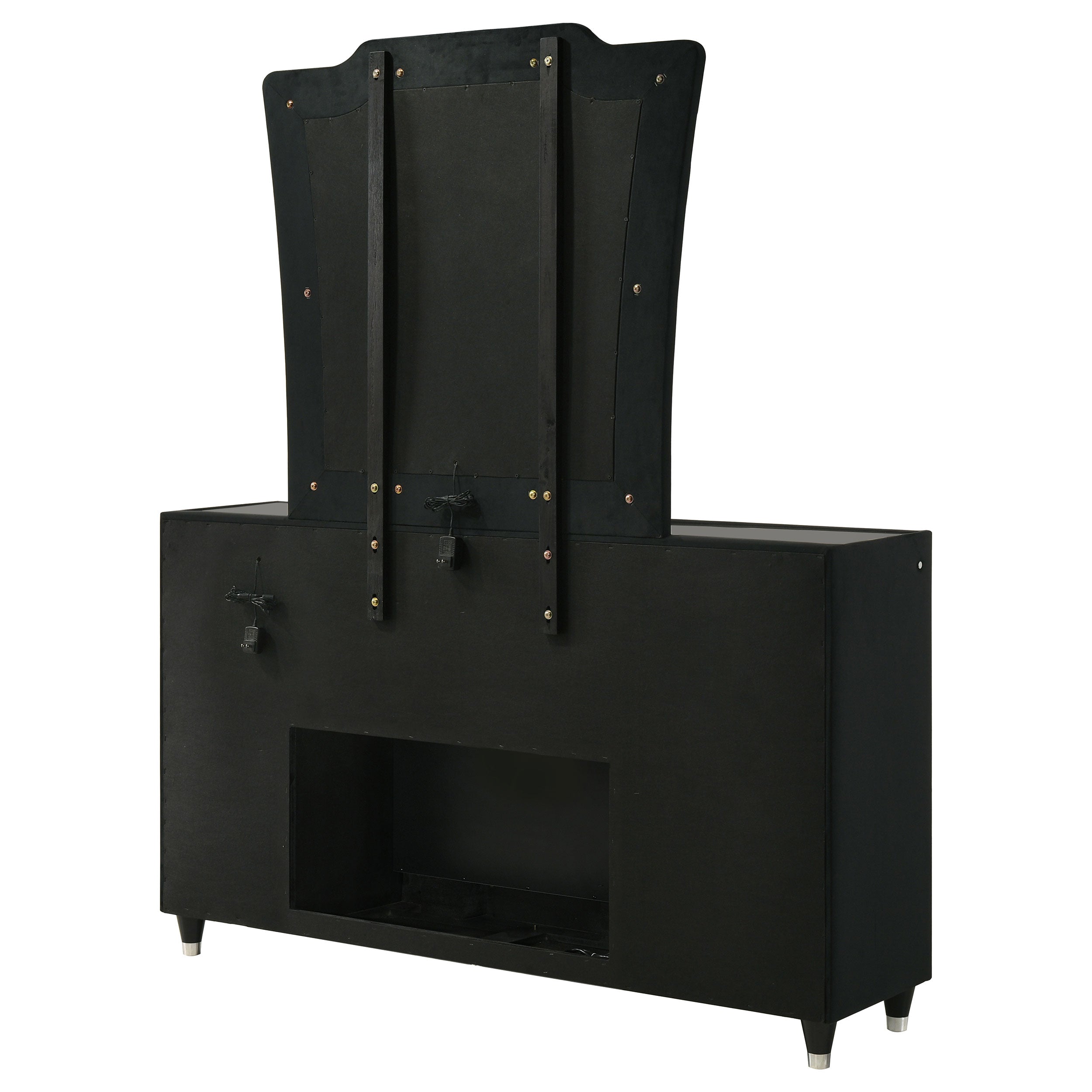 Lorient 8-drawer Led Flame Box Dresser And Mirror Black