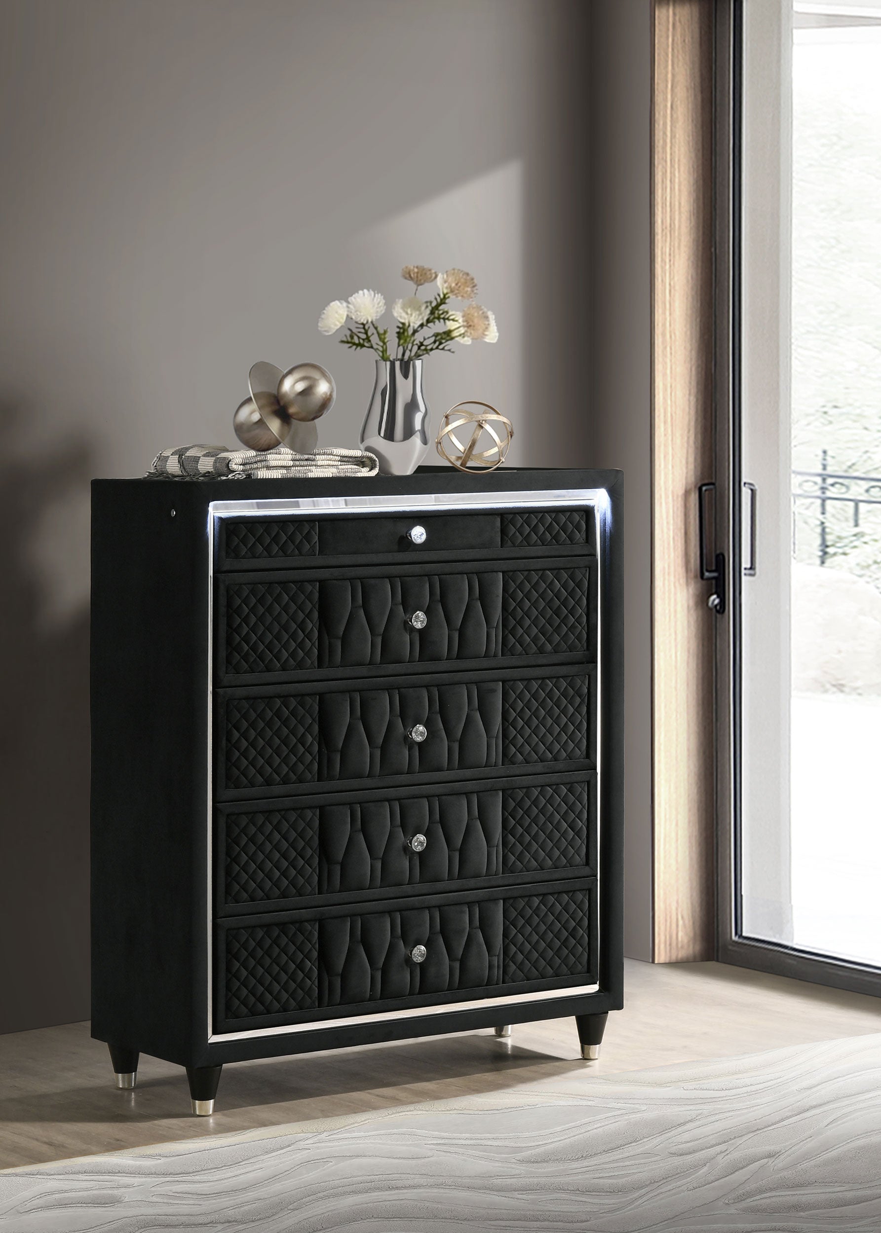 Lorient 5-drawer Led Chest Of Drawers Black