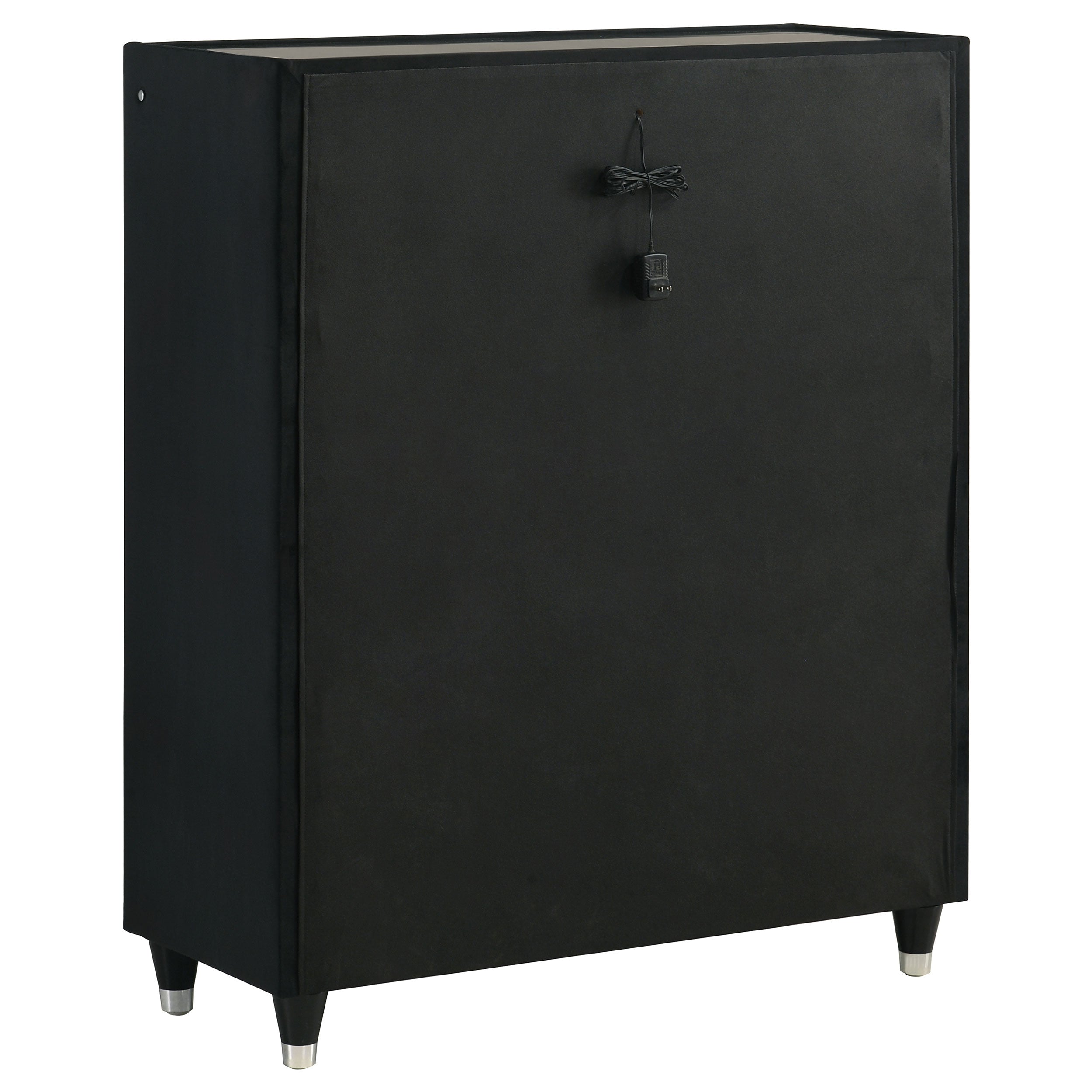 Ravenne 5-drawer Velvet Upholstered Led Chest Of Drawers Black