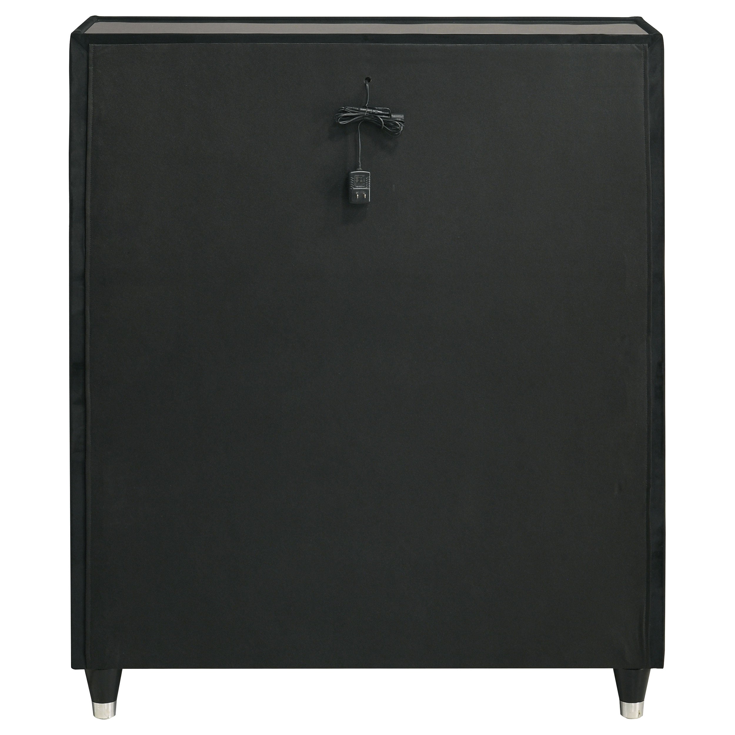 Ravenne 5-drawer Velvet Upholstered Led Chest Of Drawers Black