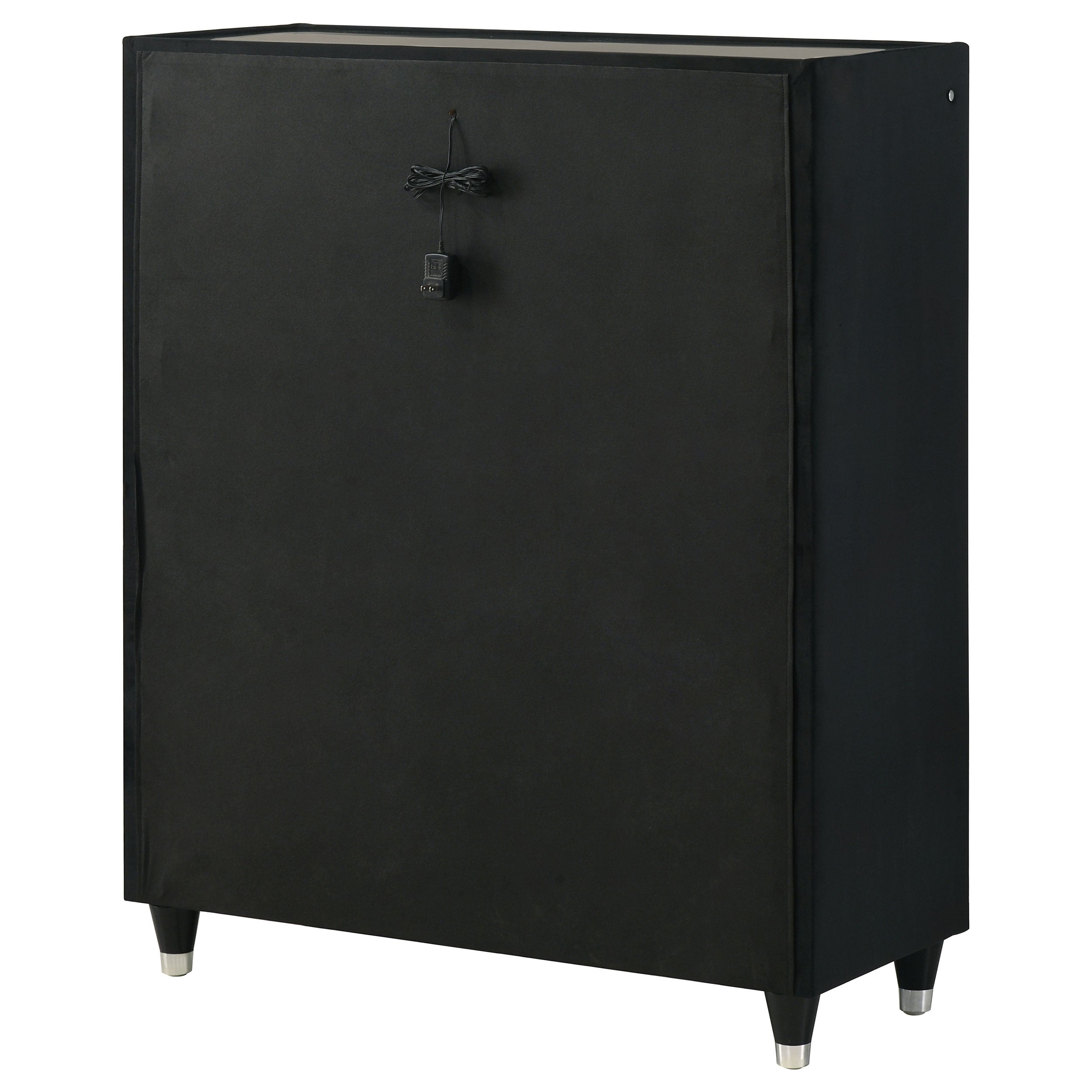 Ravenne 5-drawer Velvet Upholstered Led Chest Of Drawers Black