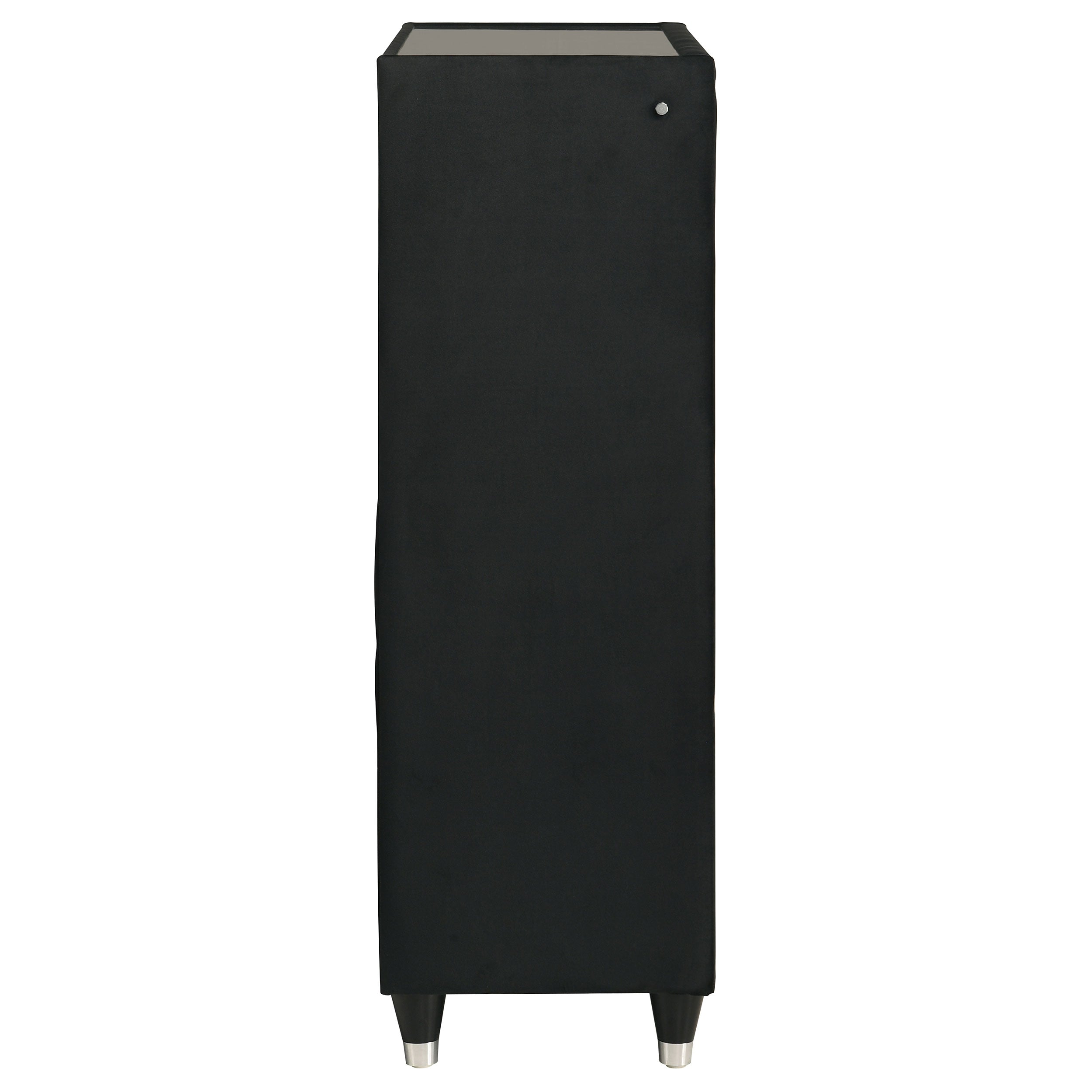 Ravenne 5-drawer Velvet Upholstered Led Chest Of Drawers Black
