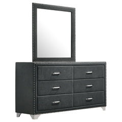 Melody 6-drawer Upholstered Dresser With Mirror Grey