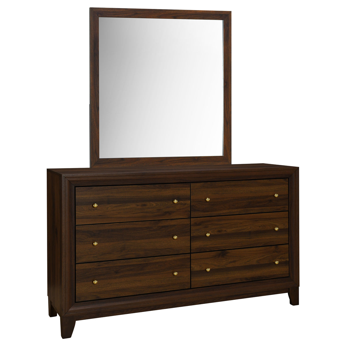 Welsley 6-drawer Dresser And Mirror Walnut