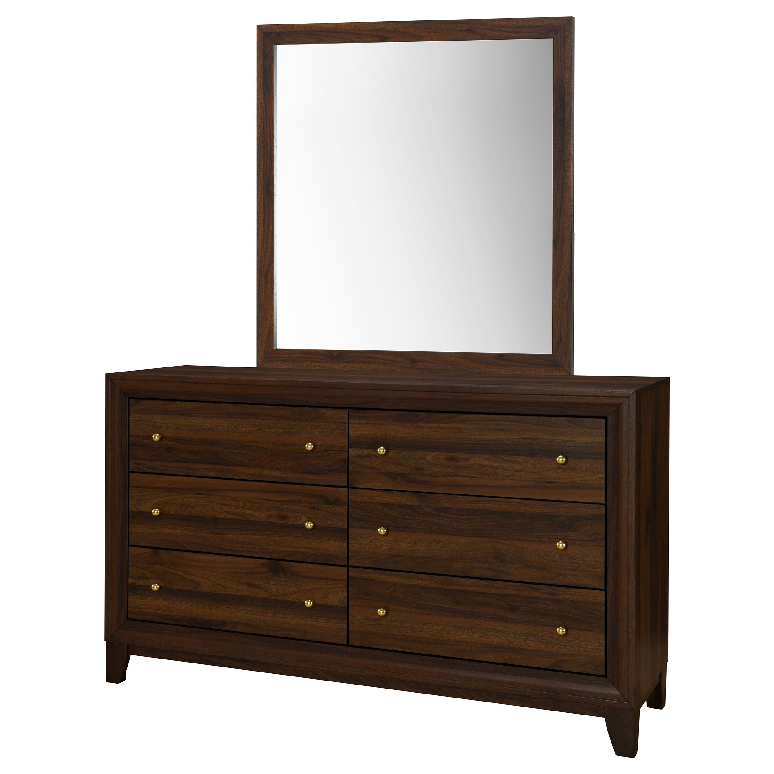 Welsley 6-drawer Dresser And Mirror Walnut