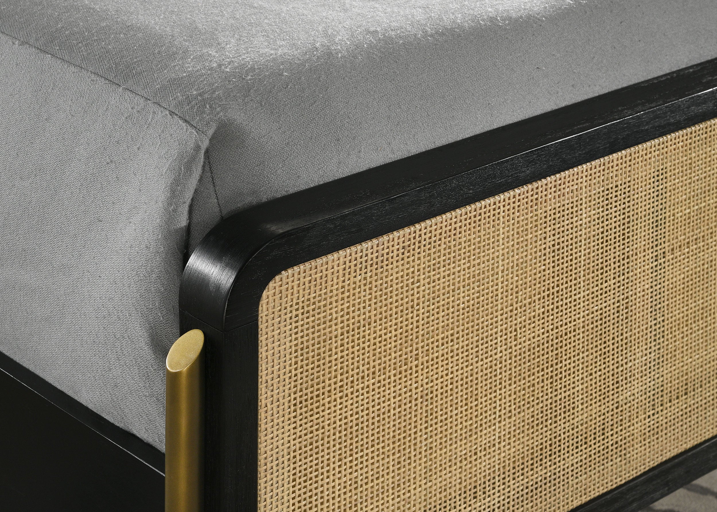 Arini Rattan Queen Panel Bed Black And Natural