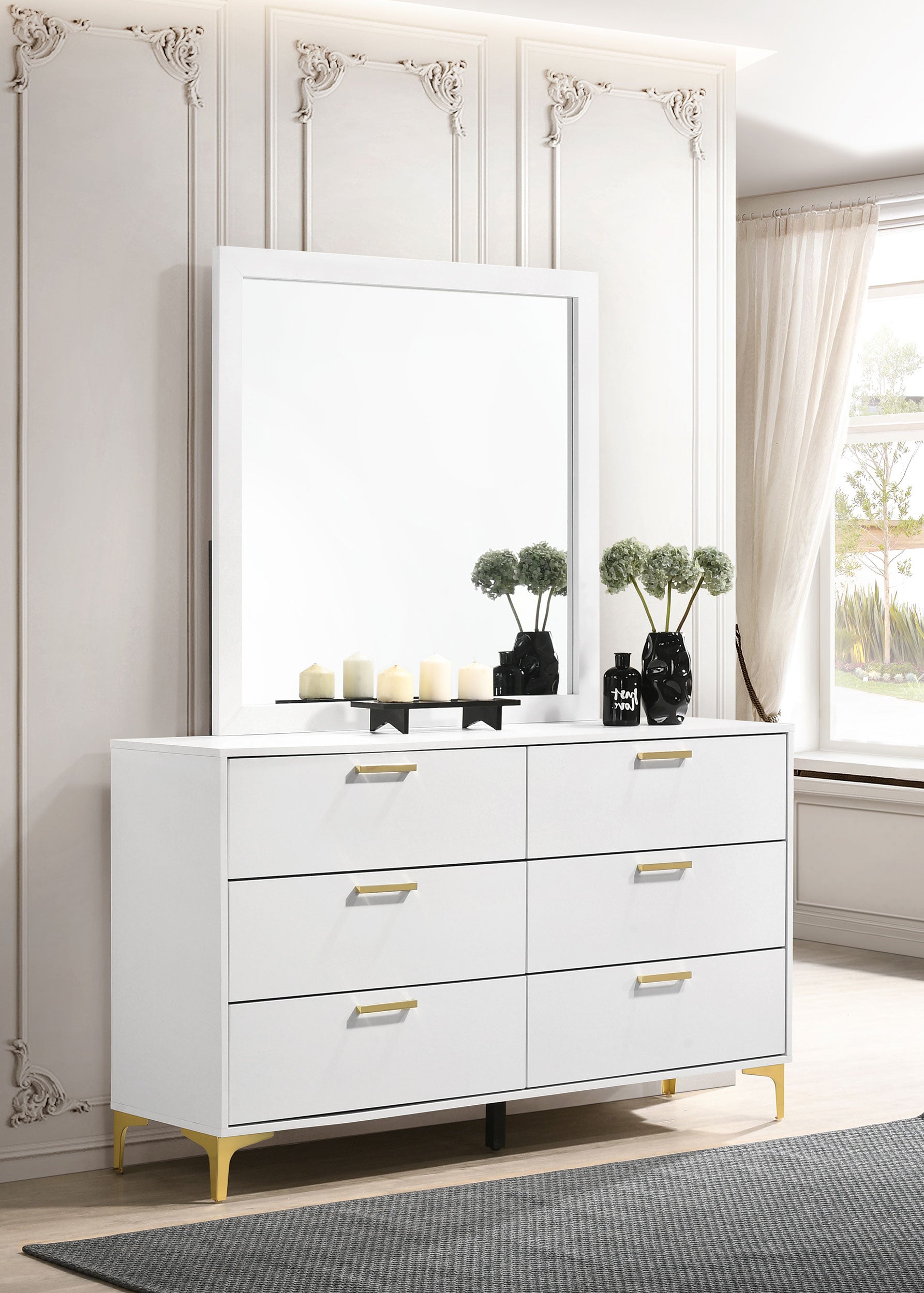 Kendall 6-drawer Dresser With Mirror White