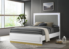 Caraway Wood Eastern King Led Panel Bed White