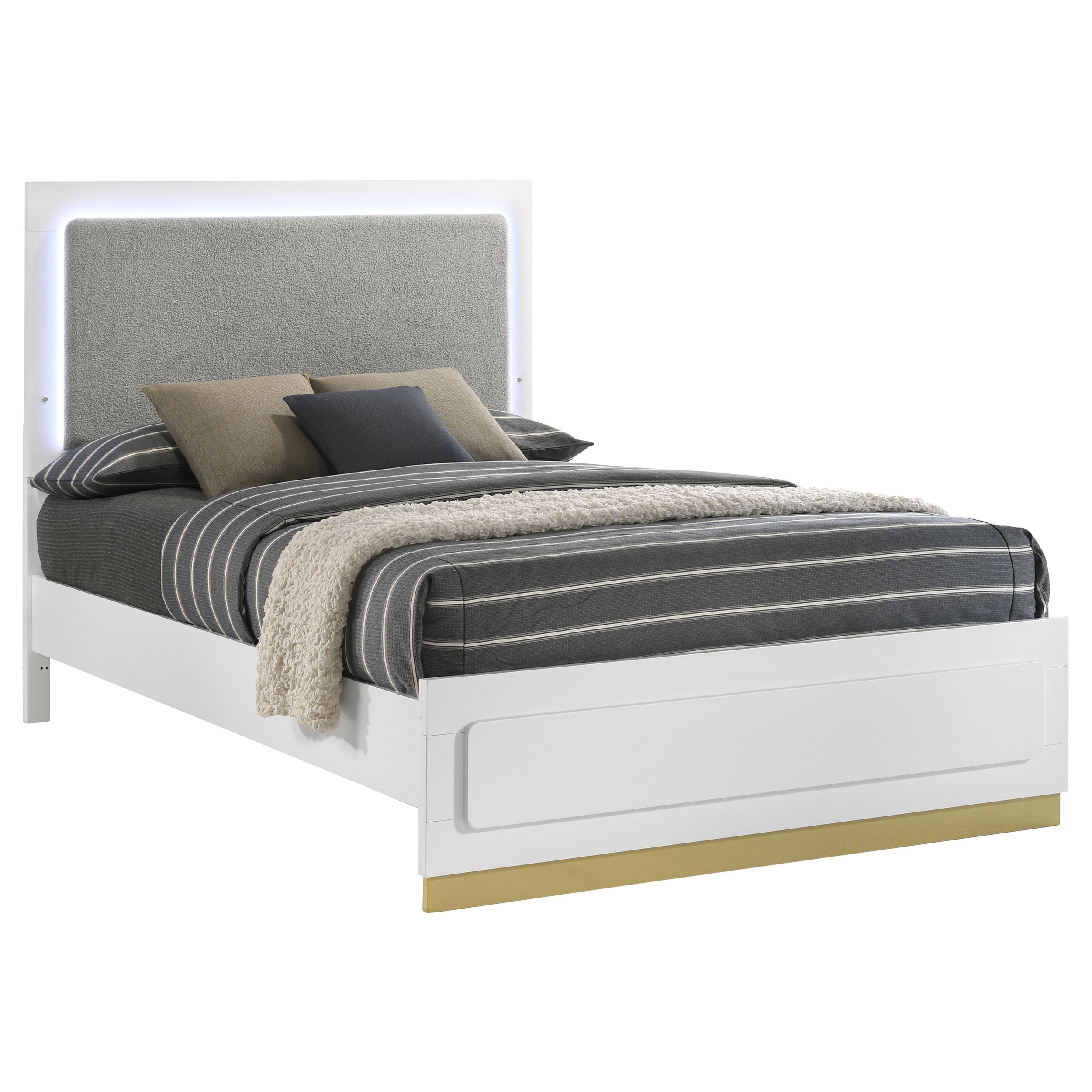 Caraway Wood Eastern King Led Panel Bed White