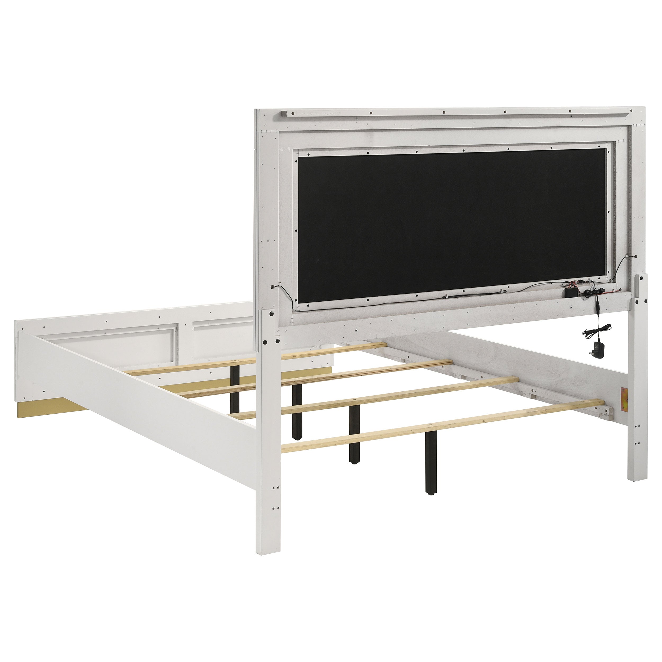 Caraway Wood Eastern King Led Panel Bed White