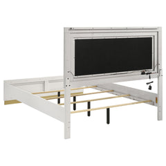 Caraway Wood Eastern King Led Panel Bed White