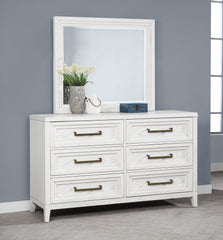 Marielle 6-drawer Dresser With Mirror Distressed White