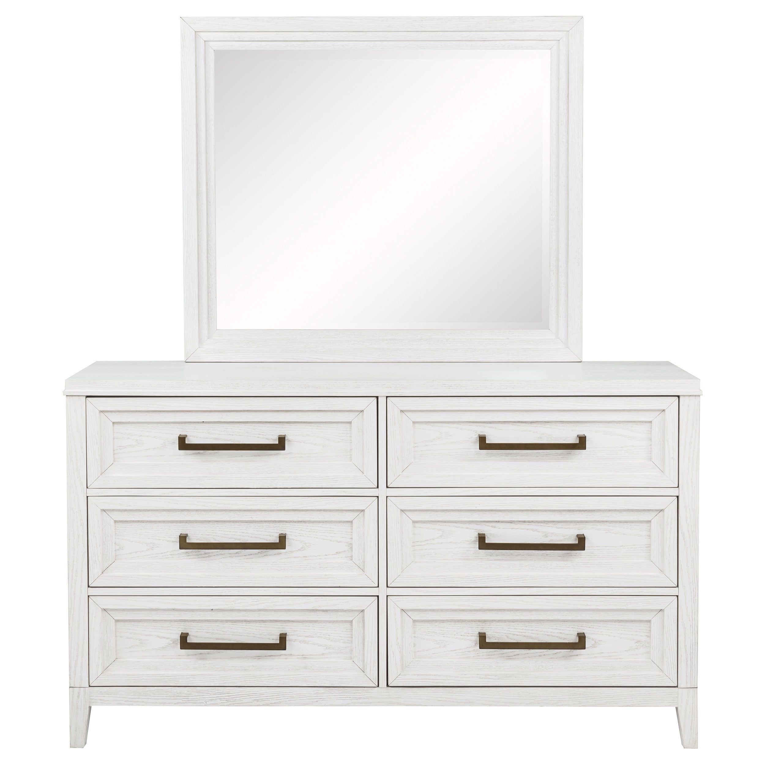 Marielle 6-drawer Dresser With Mirror Distressed White