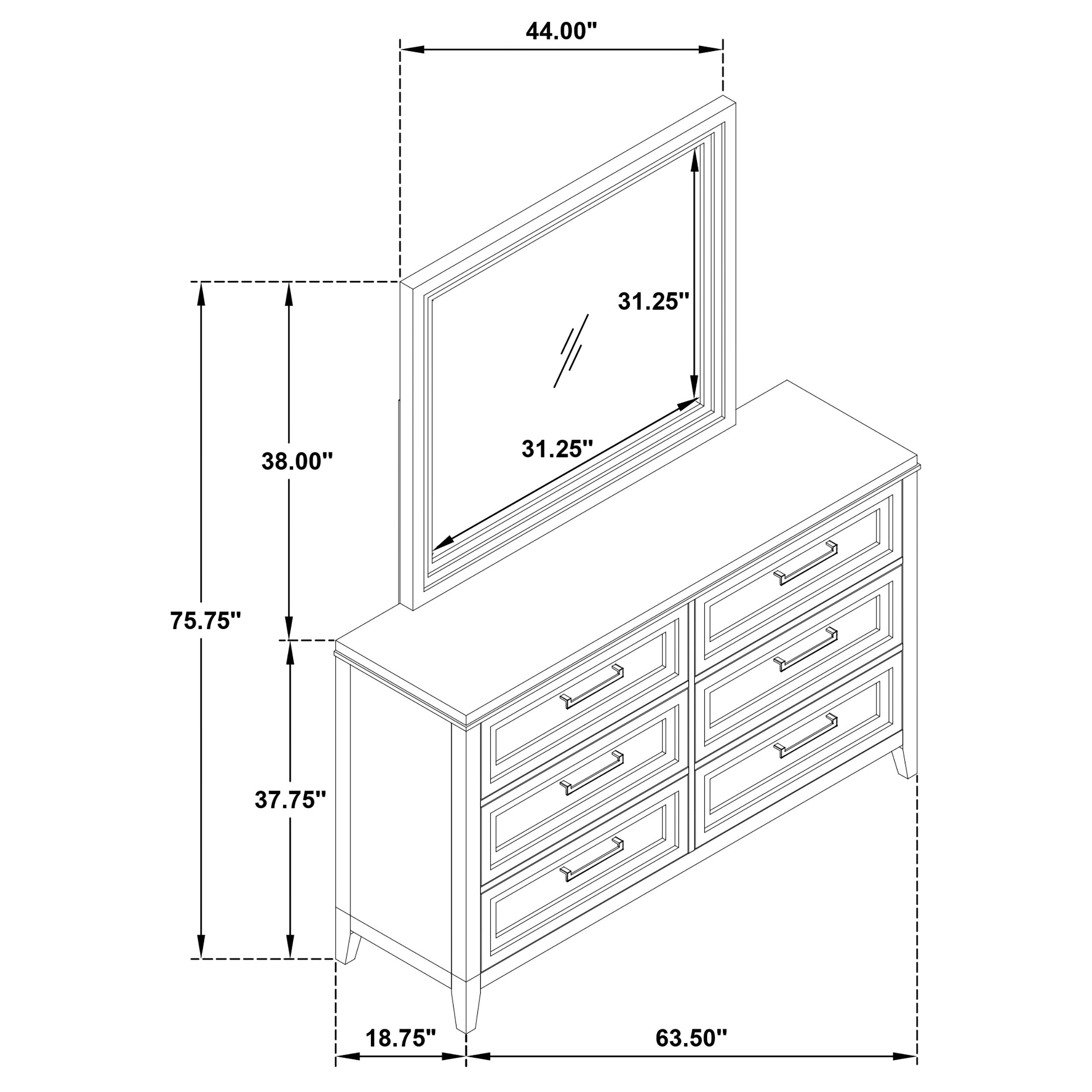 Marielle 6-drawer Dresser With Mirror Distressed White