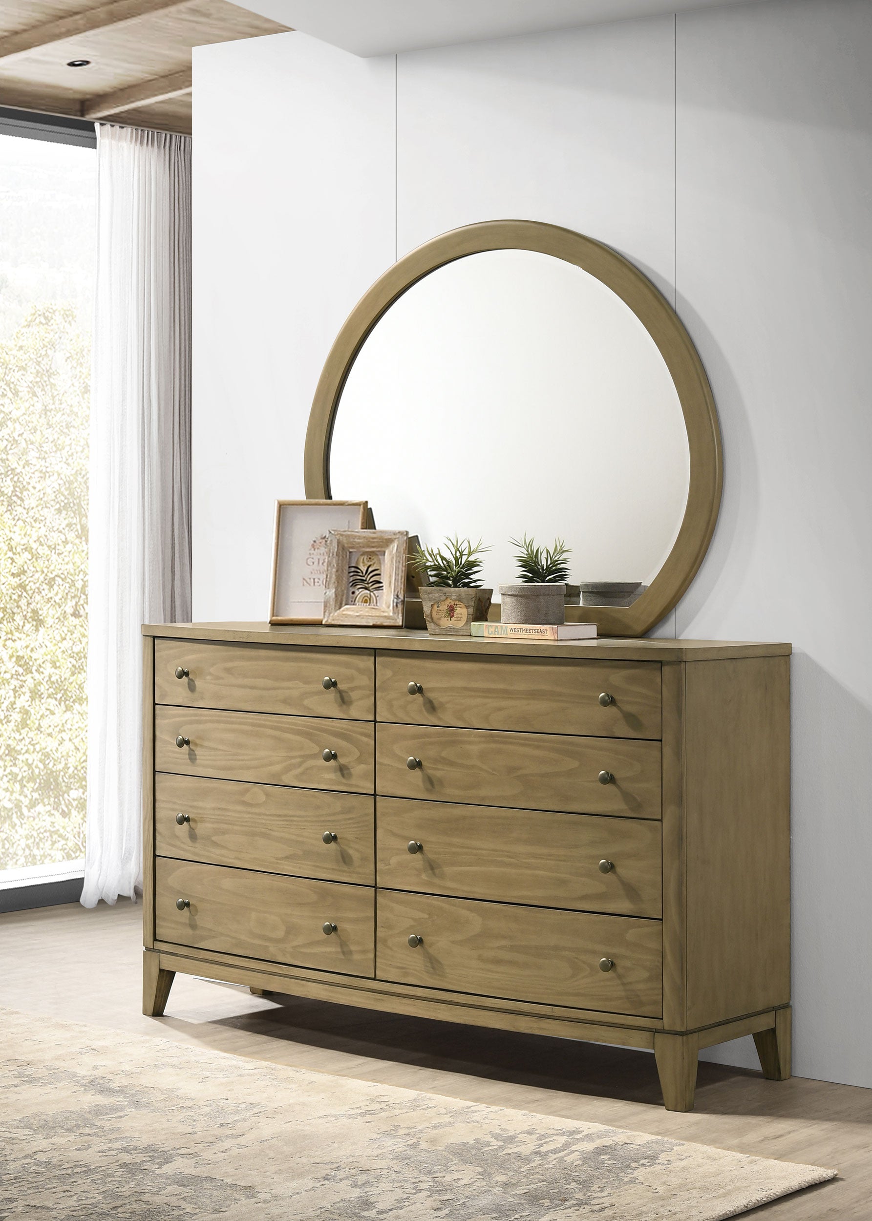 Granada 8-drawer Dresser And Mirror Natural Pine