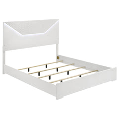 Ives Eastern King Panel Bed Led Headboard White High Gloss