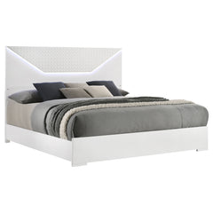 Ives Eastern King Panel Bed Led Headboard White High Gloss