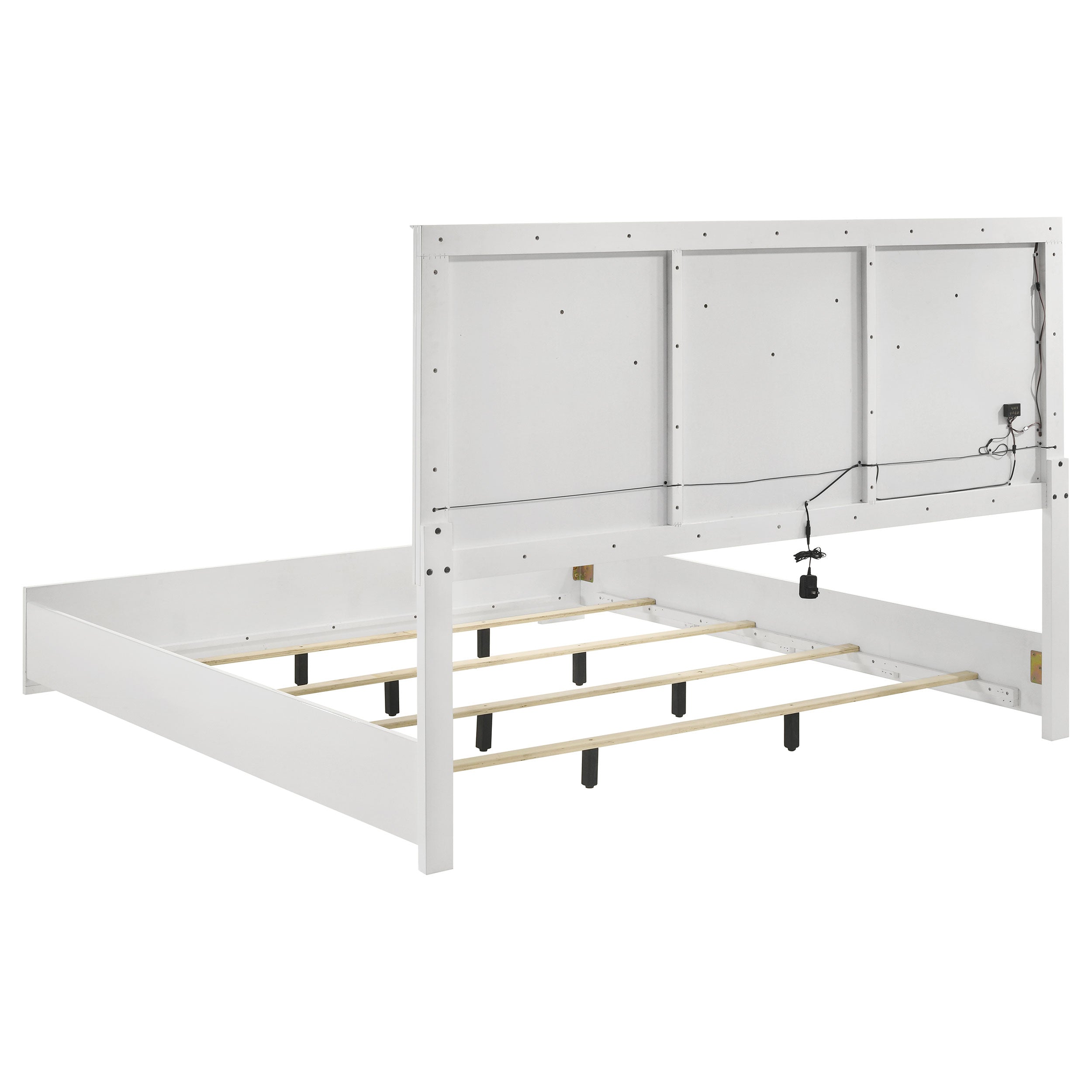 Ives Eastern King Panel Bed Led Headboard White High Gloss