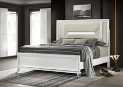 Marmore 64-inch Eastern King Panel Bed Led Headboard White