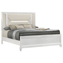 Marmore 64-inch Eastern King Panel Bed Led Headboard White