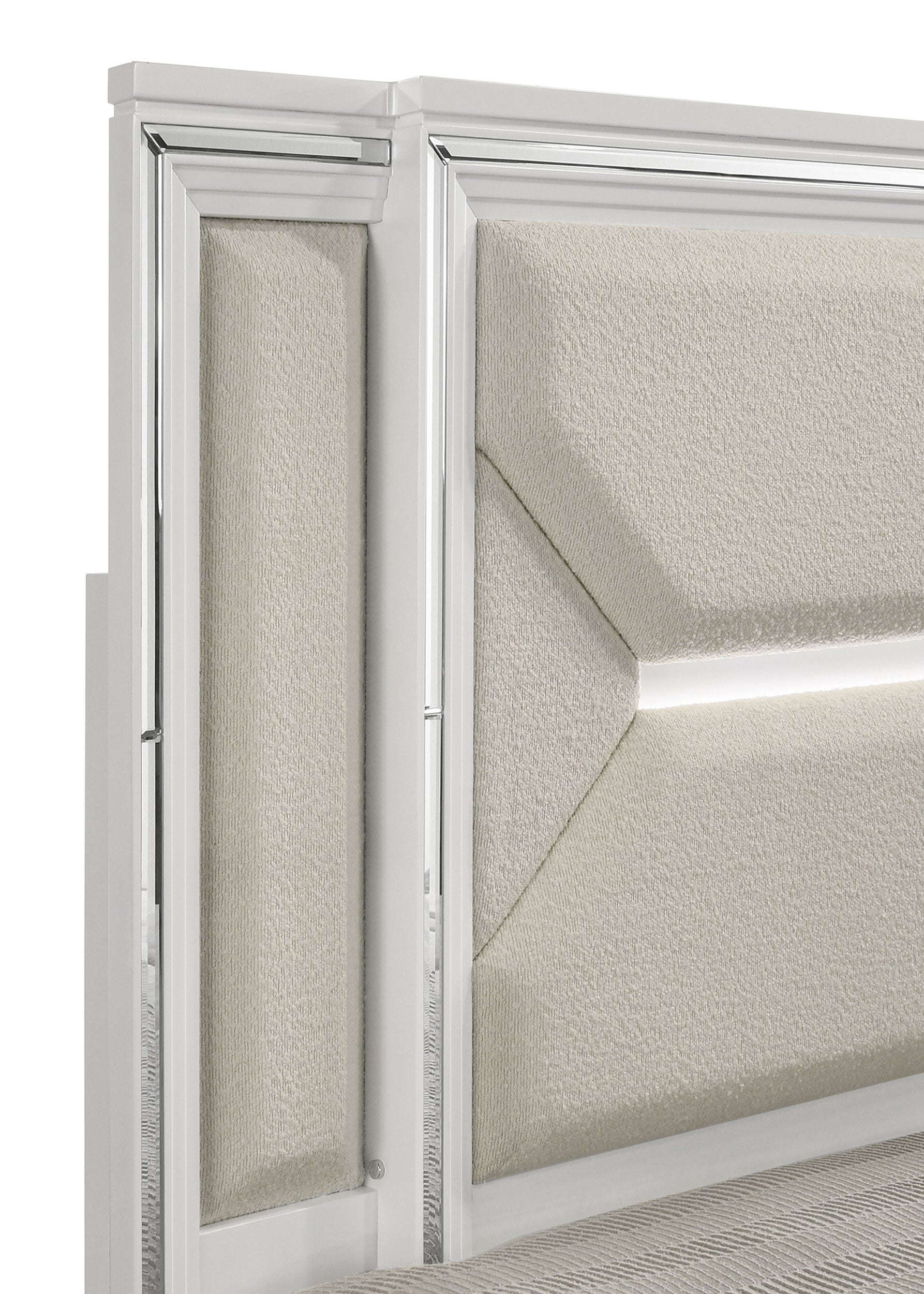 Marmore 64-inch Eastern King Panel Bed Led Headboard White