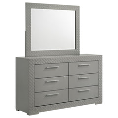 Ives 6-drawer Dresser And Mirror Grey High Gloss