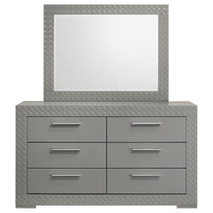 Ives 6-drawer Dresser And Mirror Grey High Gloss