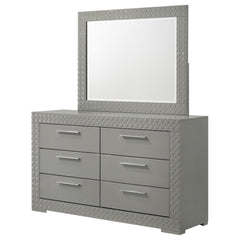 Ives 6-drawer Dresser And Mirror Grey High Gloss