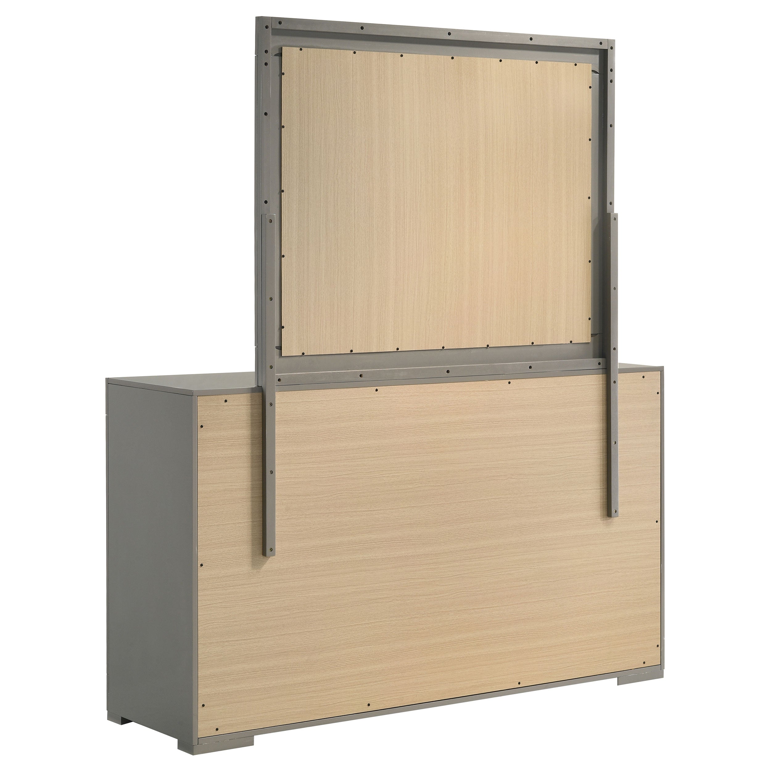 Ives 6-drawer Dresser And Mirror Grey High Gloss