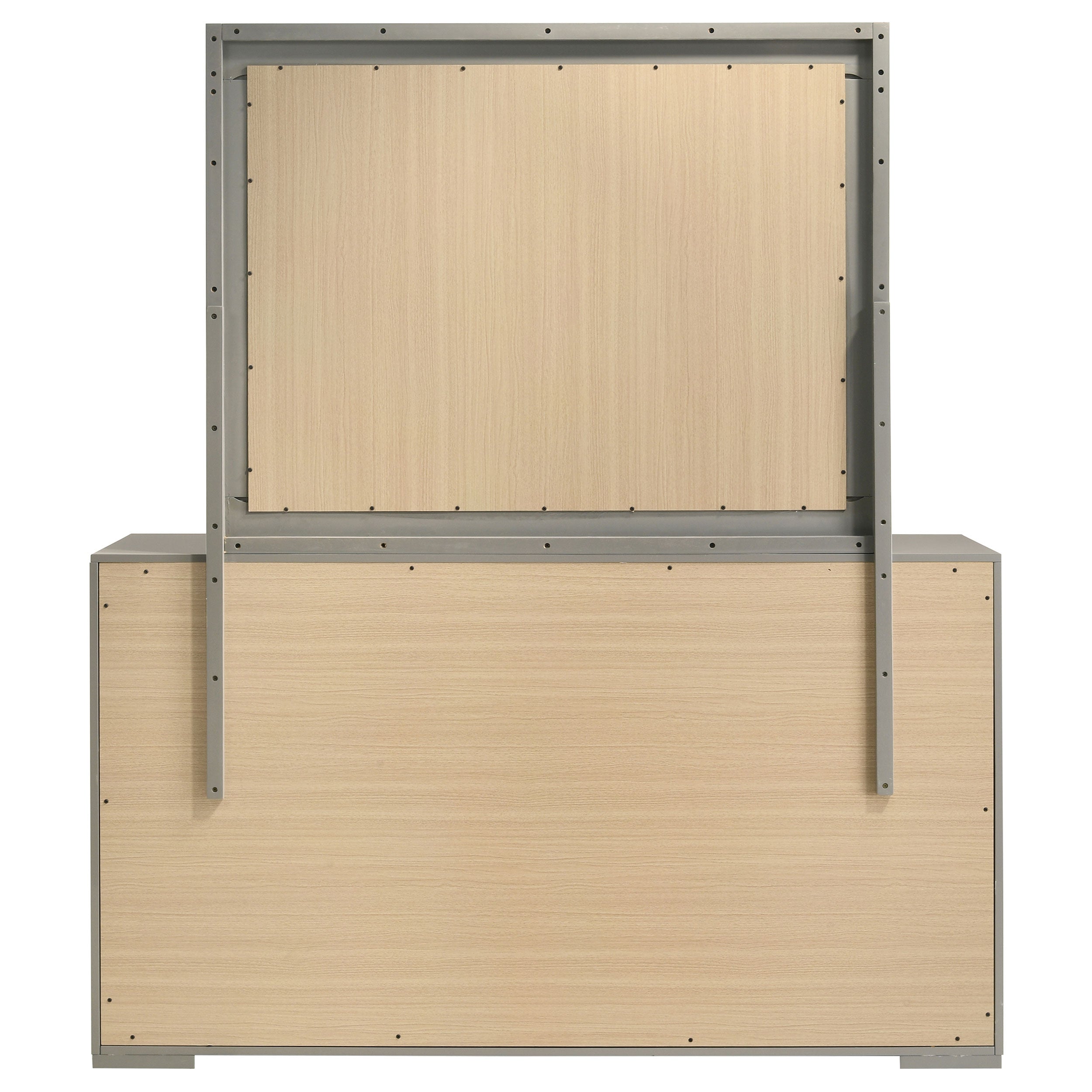 Ives 6-drawer Dresser And Mirror Grey High Gloss