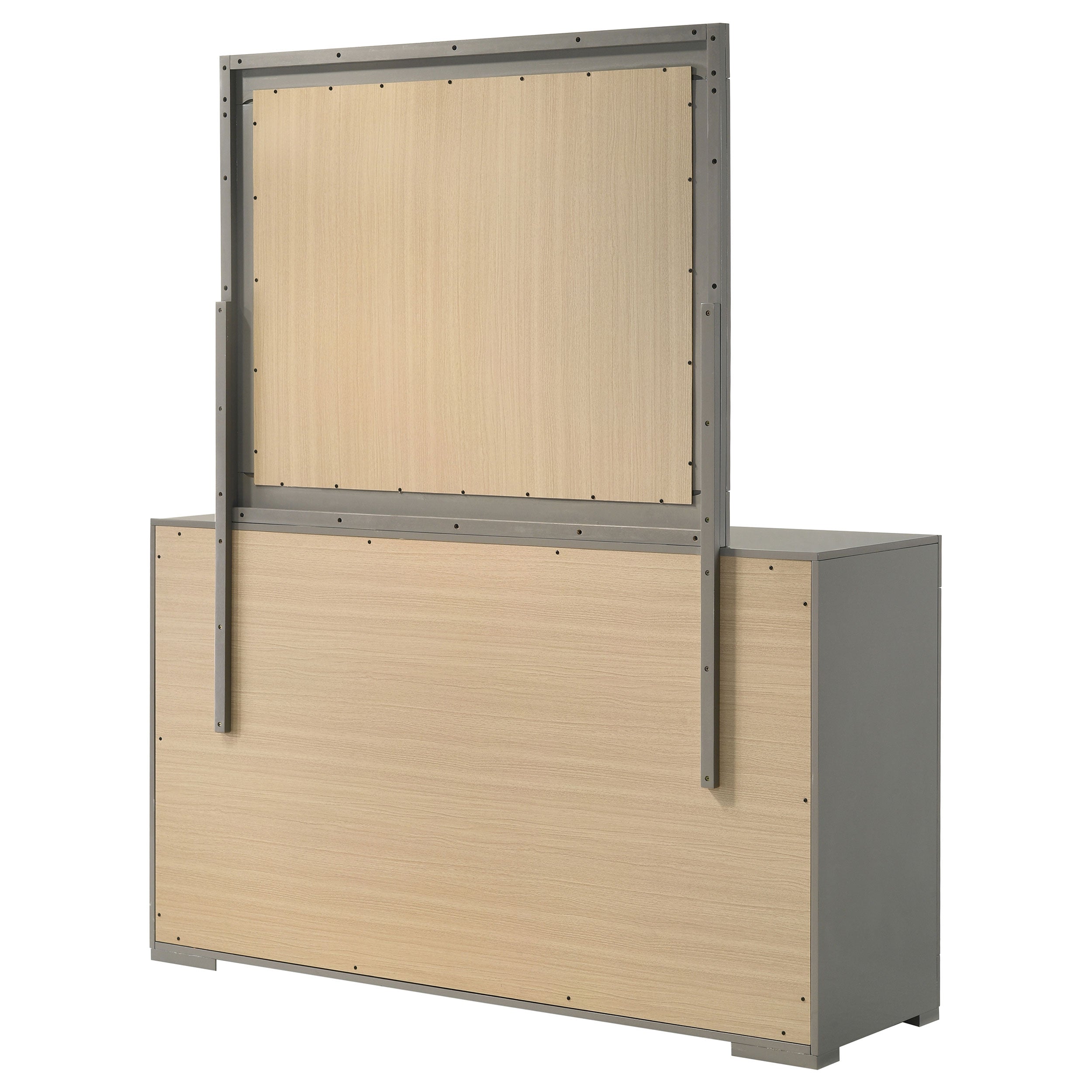 Ives 6-drawer Dresser And Mirror Grey High Gloss