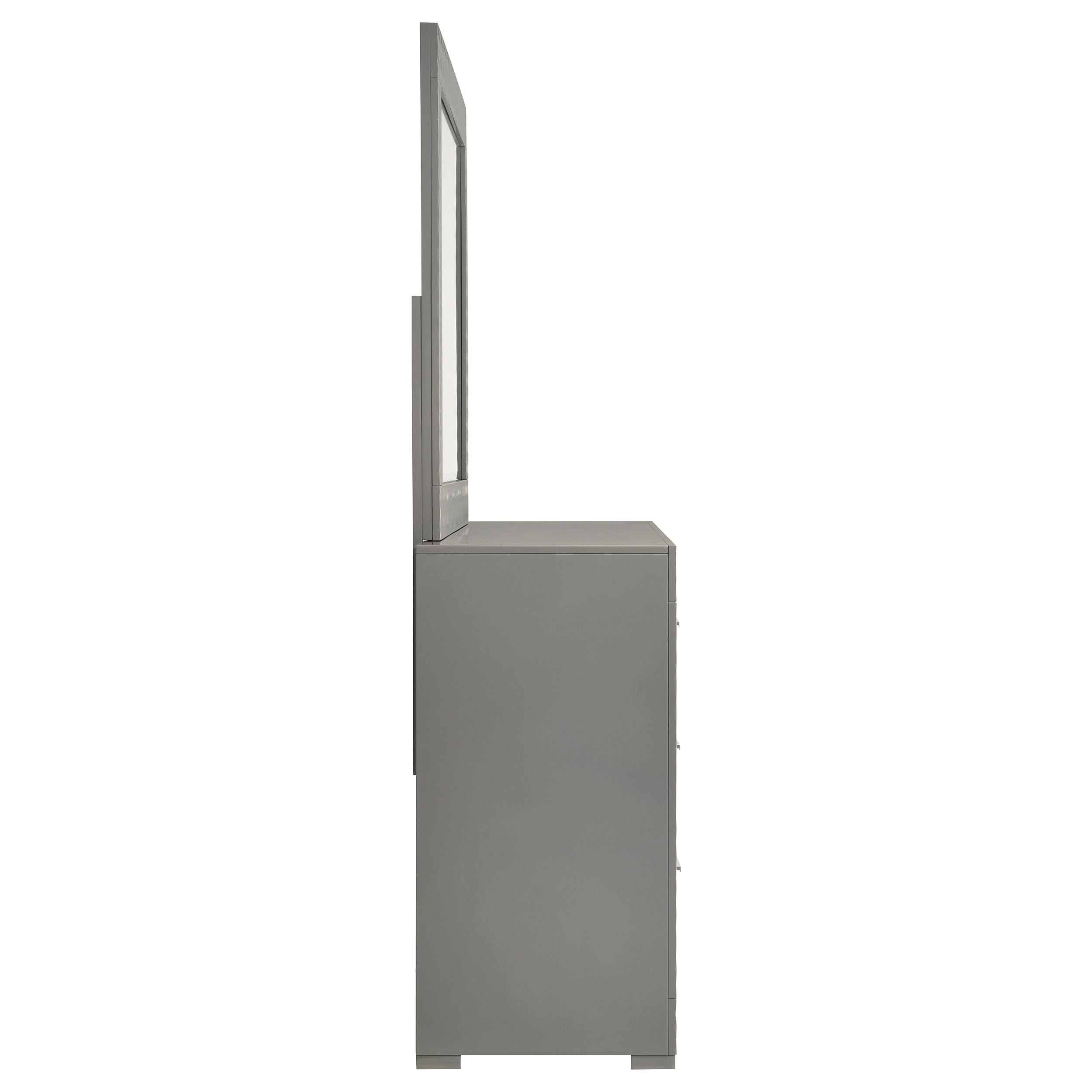 Ives 6-drawer Dresser And Mirror Grey High Gloss
