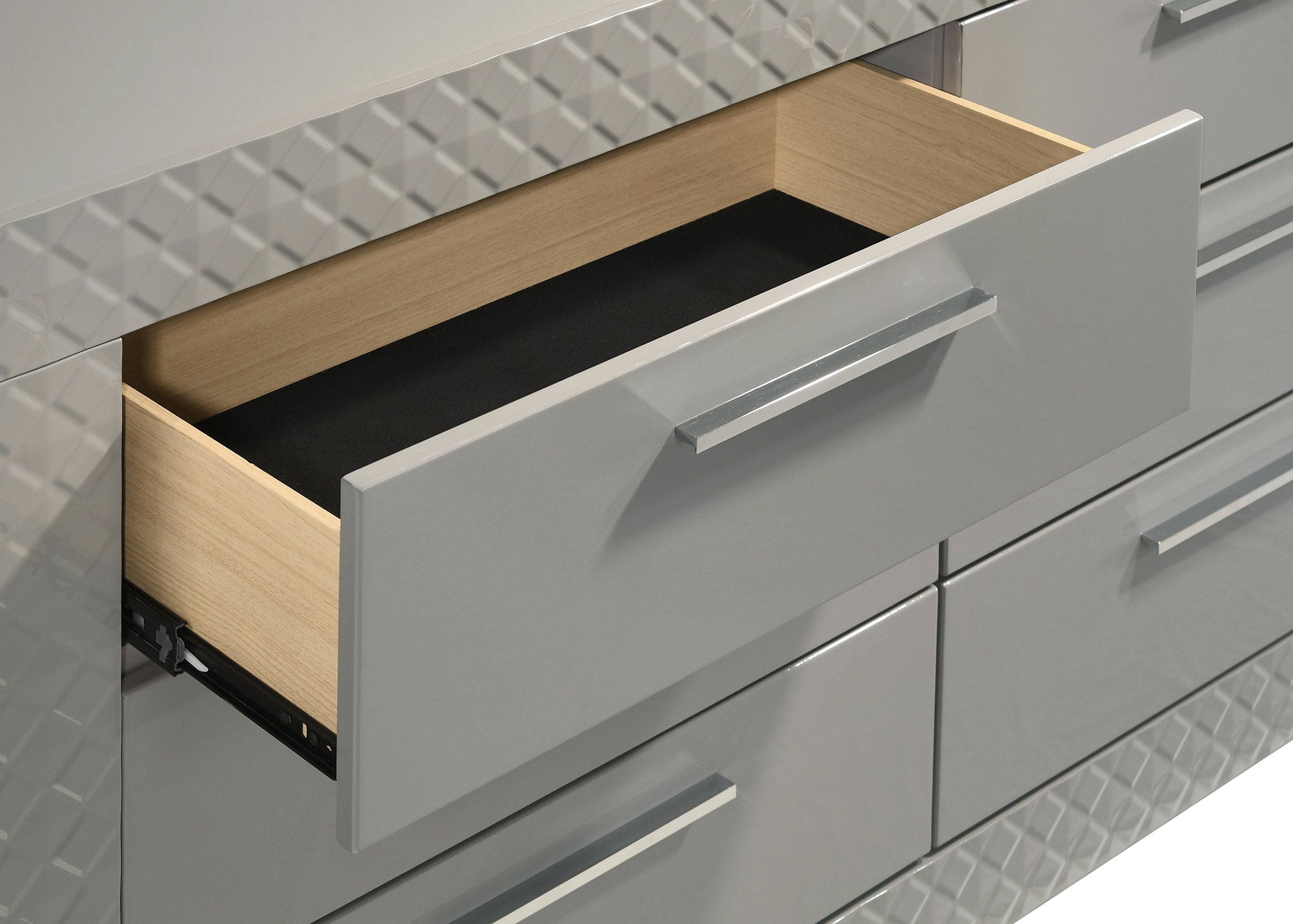 Ives 6-drawer Dresser And Mirror Grey High Gloss