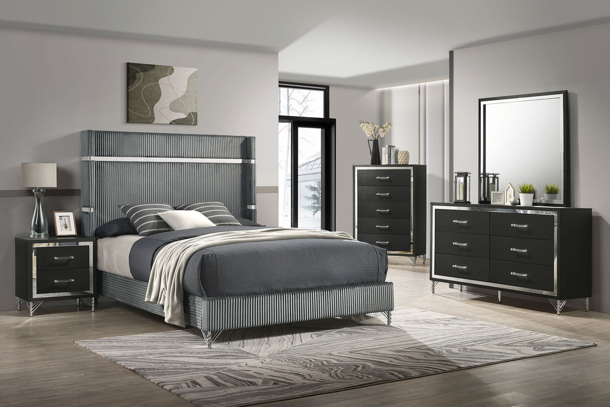 Lucia 5-piece Queen Bedroom Set Grey And Black