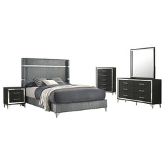 Lucia 5-piece Queen Bedroom Set Grey And Black