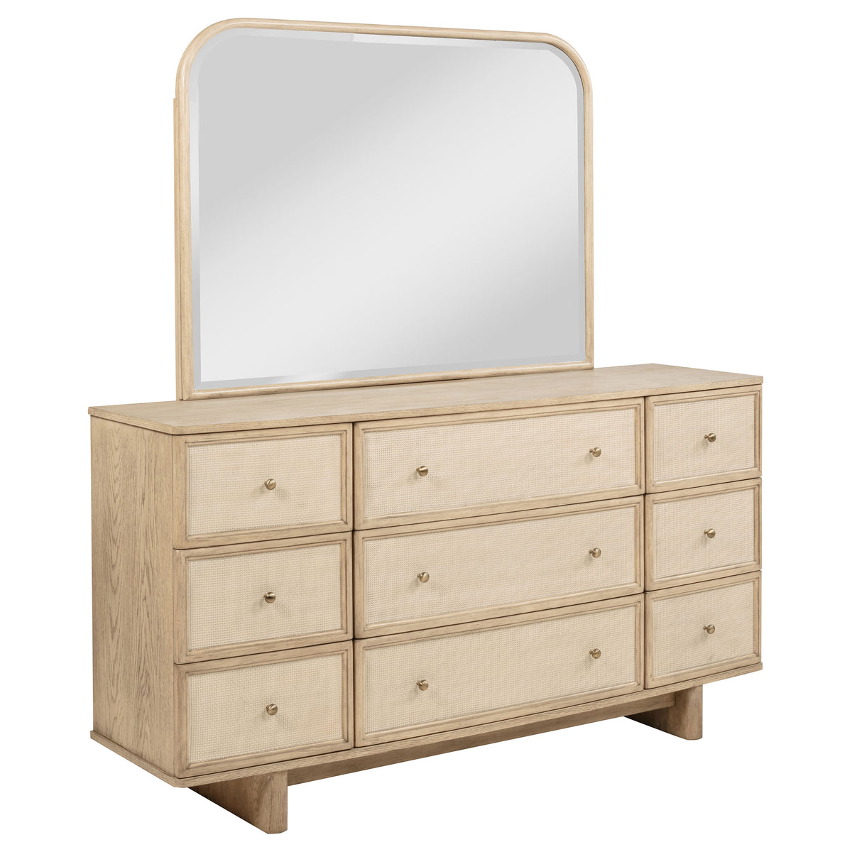 Kailani 9-drawer Dresser And Mirror Beige Oak