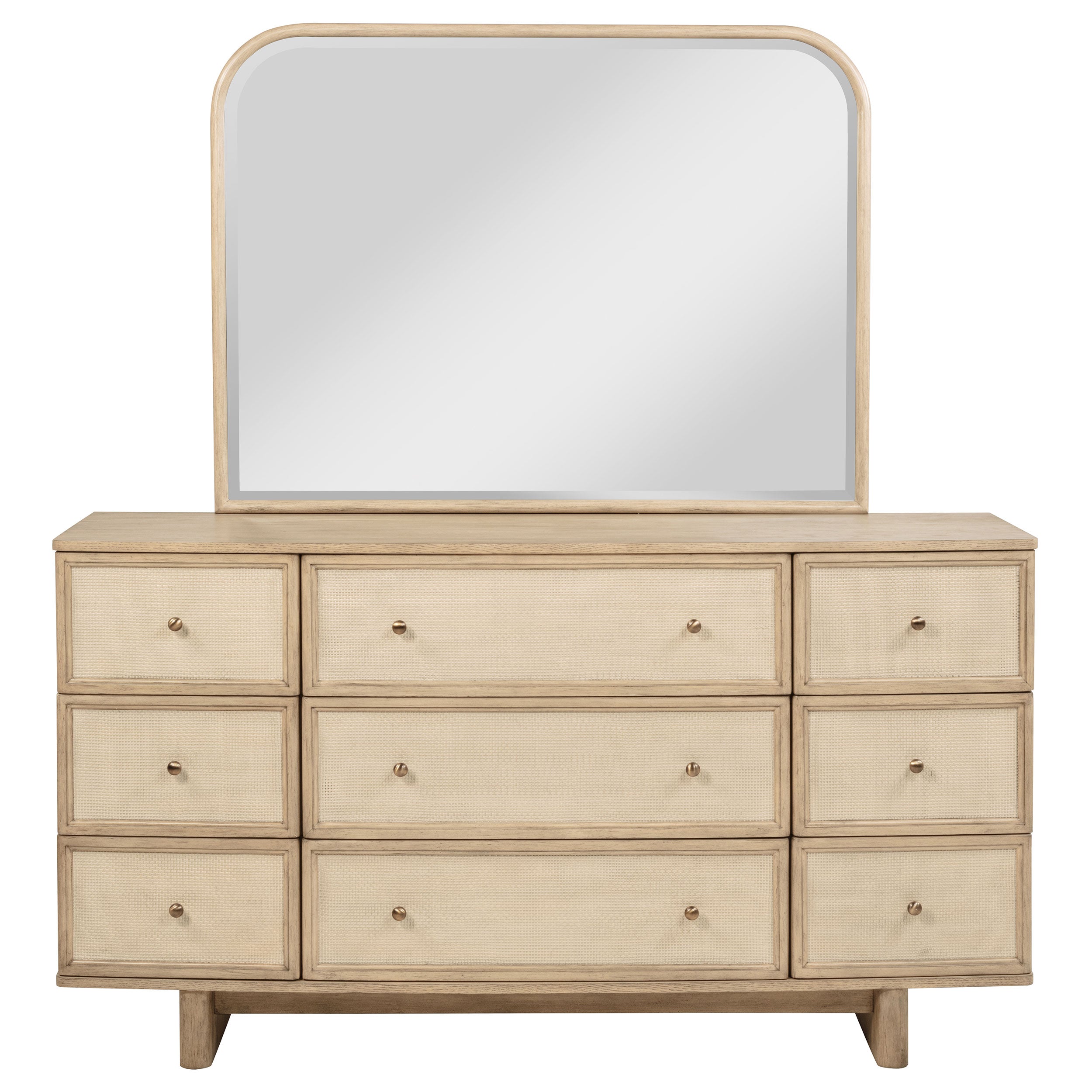 Kailani 9-drawer Dresser And Mirror Beige Oak