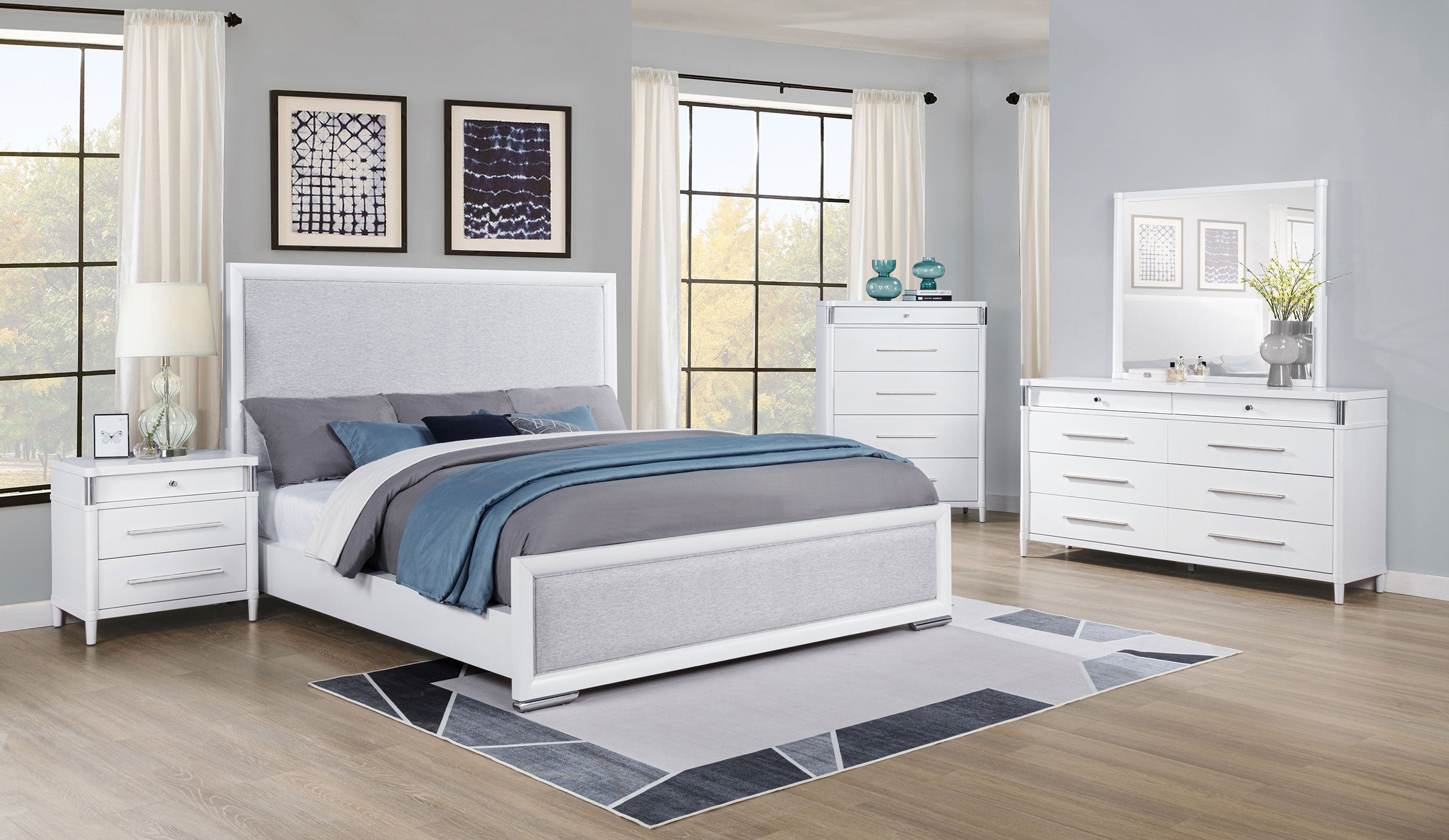 Gracemont 57-inch Eastern King Panel Bed Grey And White