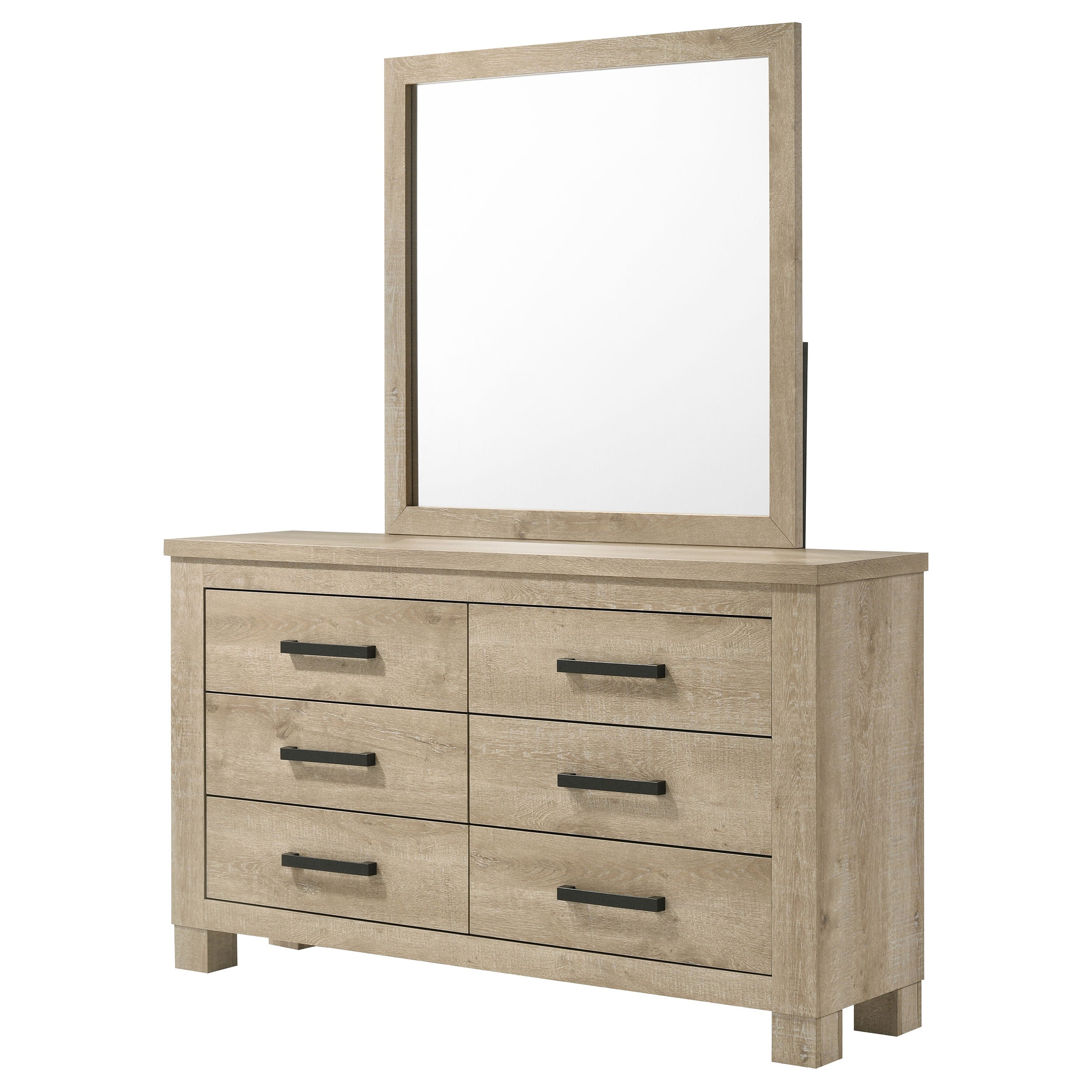 Oakglen 6-drawer Bedroom Dresser And Mirror Weathered Oak